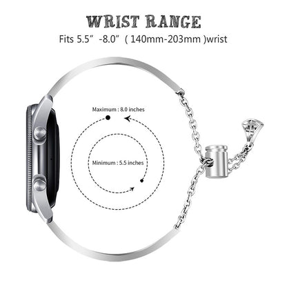 22mm Hollow Out Stainless Steel Metal Watch Band Women Dressy Rhinestone Bracelet Wristband for Samsung Galaxy Watch3 45mm / Watch 46mm