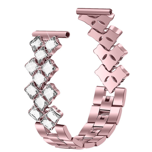22mm Replacement Bracelet Watch Band Rhombus Rhinestone Stainless Steel Metal Wristband Strap for Samsung Galaxy Watch3 45mm / Watch 46mm