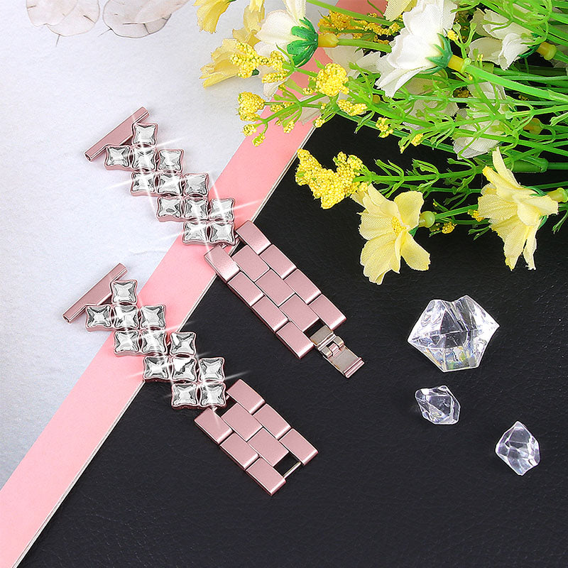 22mm Replacement Bracelet Watch Band Rhombus Rhinestone Stainless Steel Metal Wristband Strap for Samsung Galaxy Watch3 45mm / Watch 46mm