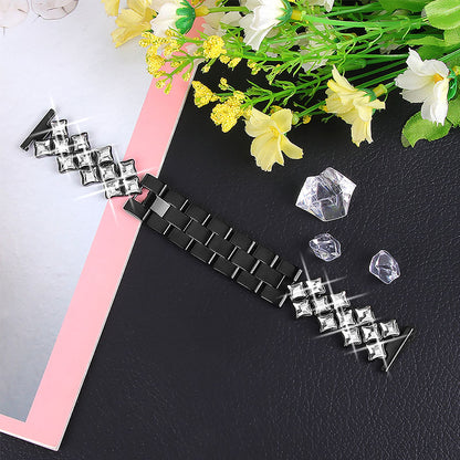 22mm Replacement Bracelet Watch Band Rhombus Rhinestone Stainless Steel Metal Wristband Strap for Samsung Galaxy Watch3 45mm / Watch 46mm
