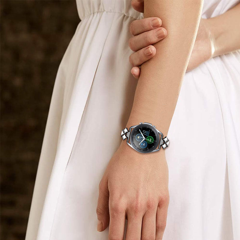 22mm Replacement Bracelet Watch Band Rhombus Rhinestone Stainless Steel Metal Wristband Strap for Samsung Galaxy Watch3 45mm / Watch 46mm