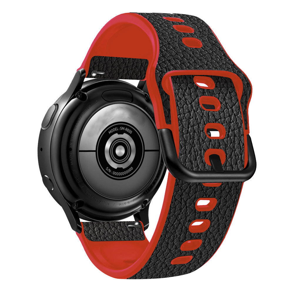 20mm Litchi Texture PU Leather Coated TPU Watchband Replacement Strap for Huawei Watch GT3 42mm/GT2 42mm