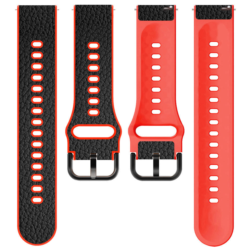 20mm Litchi Texture PU Leather Coated TPU Watchband Replacement Strap for Huawei Watch GT3 42mm/GT2 42mm