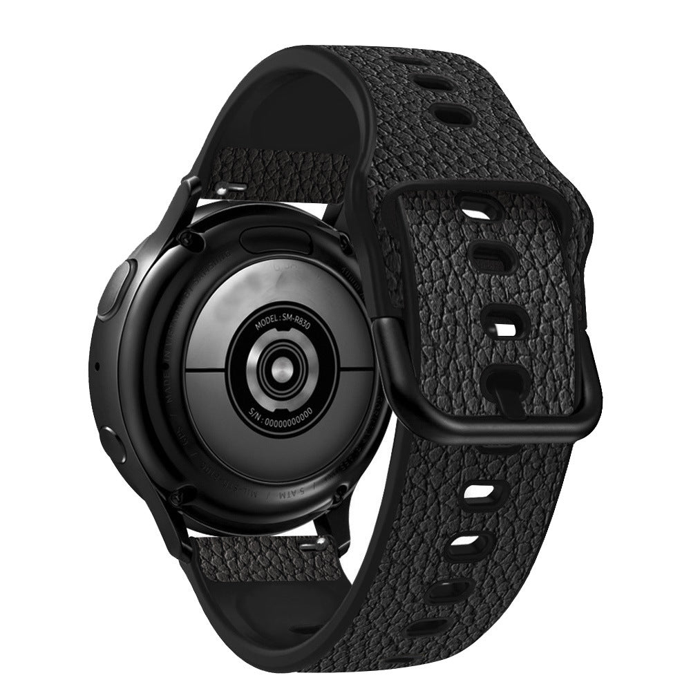 20mm Litchi Texture PU Leather Coated TPU Watchband Replacement Strap for Huawei Watch GT3 42mm/GT2 42mm