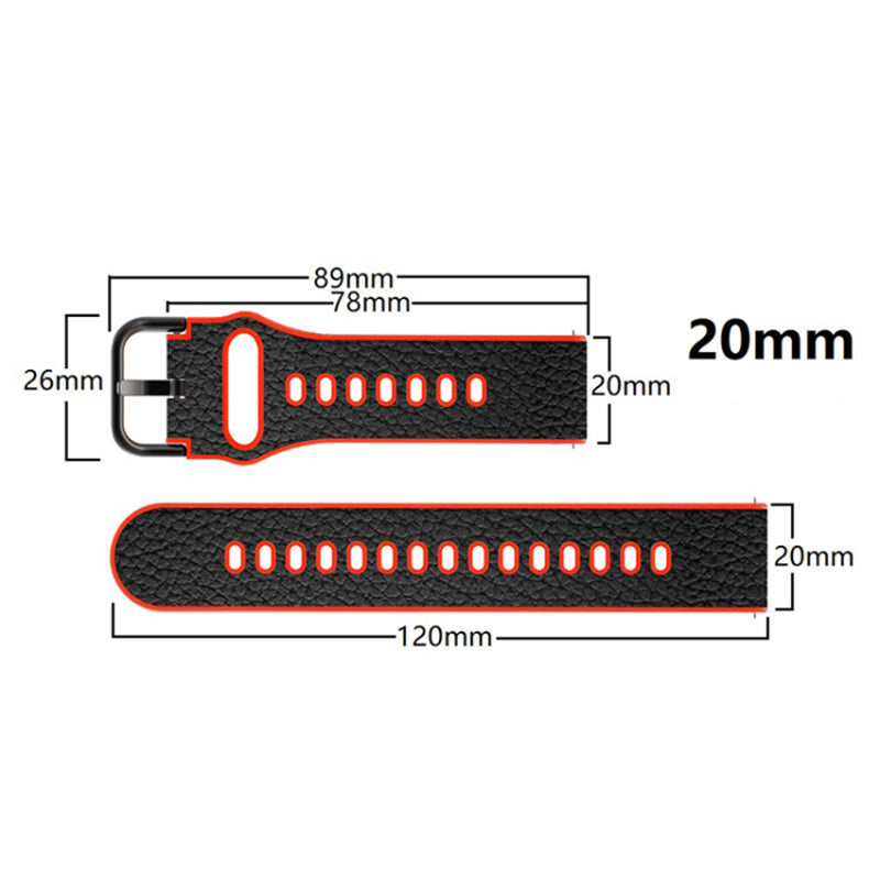 20mm Litchi Texture PU Leather Coated TPU Watchband Replacement Strap for Huawei Watch GT3 42mm/GT2 42mm