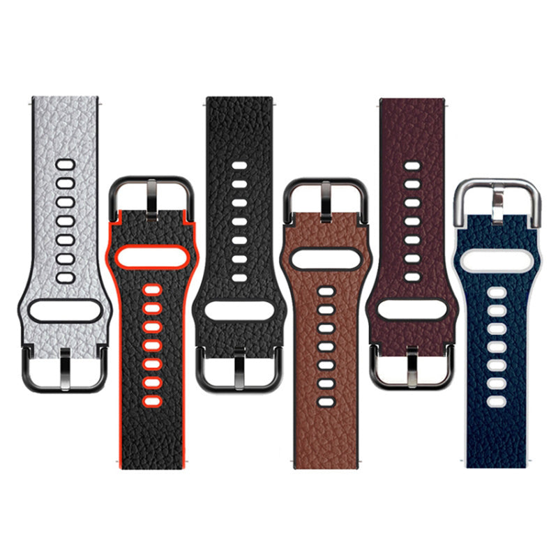 20mm Litchi Texture PU Leather Coated TPU Watchband Replacement Strap for Huawei Watch GT3 42mm/GT2 42mm