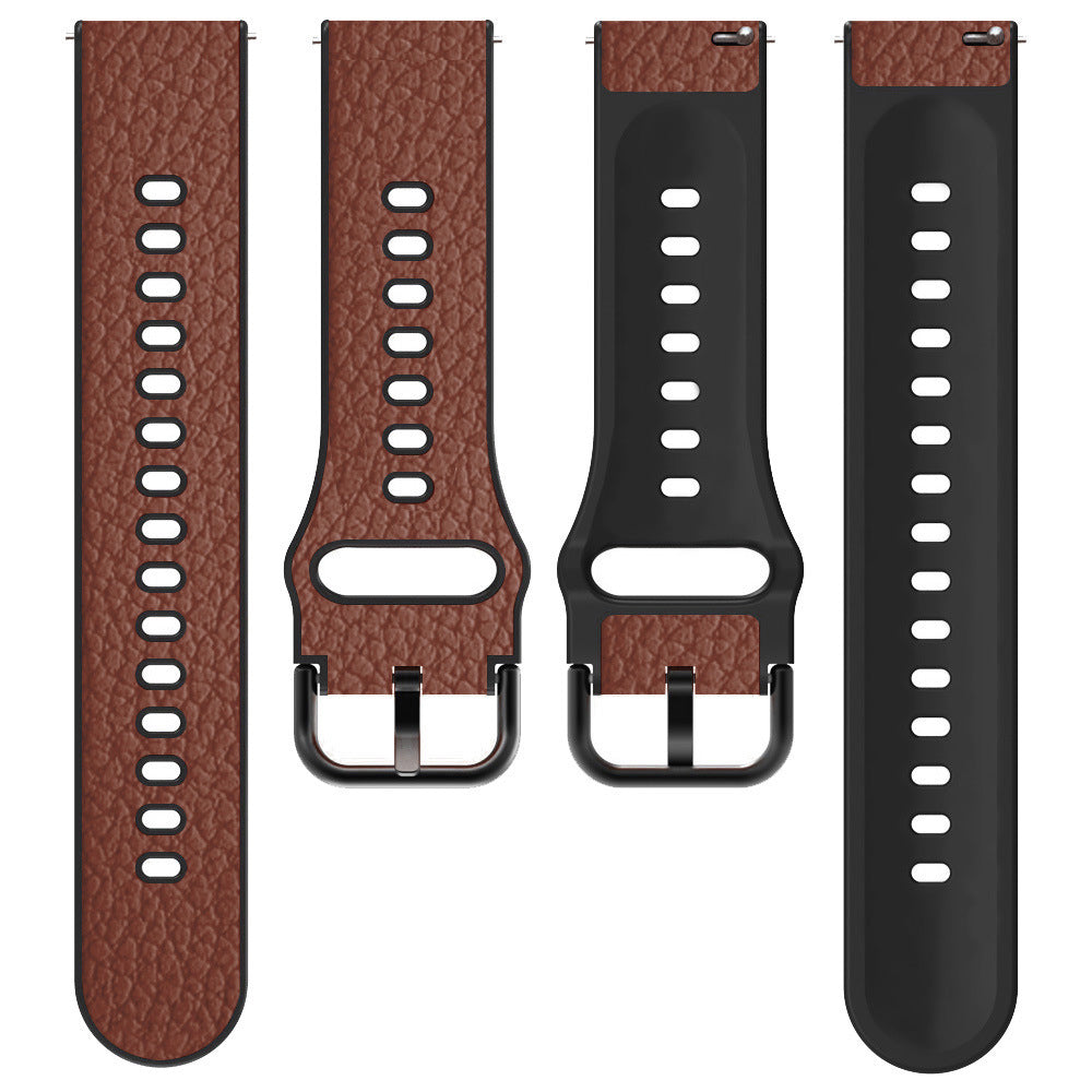 20mm Litchi Texture PU Leather Coated TPU Watchband Replacement Strap for Huawei Watch GT3 42mm/GT2 42mm