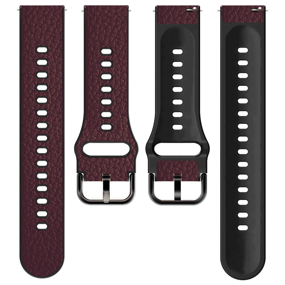 20mm Litchi Texture PU Leather Coated TPU Watchband Replacement Strap for Huawei Watch GT3 42mm/GT2 42mm