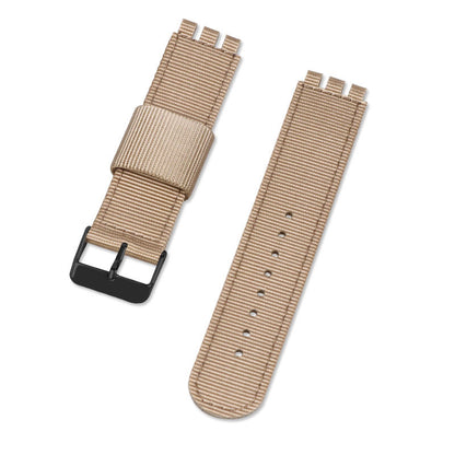 19mm Nylon + Canvas Watch Strap Replacement Watch Band with Black Buckle for Swatch