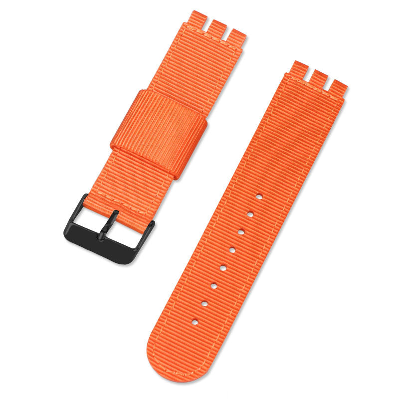 19mm Nylon + Canvas Watch Strap Replacement Watch Band with Black Buckle for Swatch