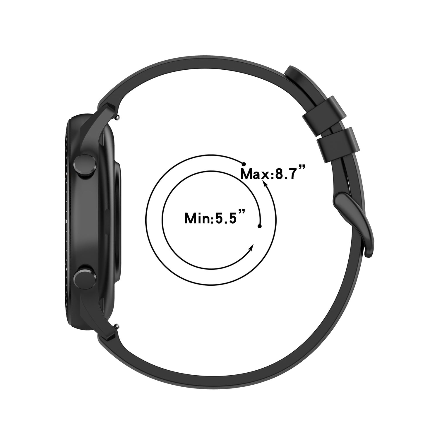 22mm Silicone Watch Strap Soft Wristband with Buckle for Samsung Galaxy Watch3 45mm/Active/Huawei Watch 3