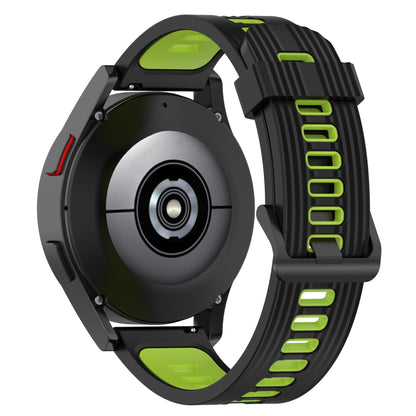 20mm Silicone Stripe Bi-color Watch Strap Soft Wristband with Buckle for Huawei Watch GT2 42mm/Samsung Galaxy Watch4 Classic 42mm/46mm/Watch4 40mm/44mm