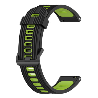 20mm Silicone Stripe Bi-color Watch Strap Soft Wristband with Buckle for Huawei Watch GT2 42mm/Samsung Galaxy Watch4 Classic 42mm/46mm/Watch4 40mm/44mm