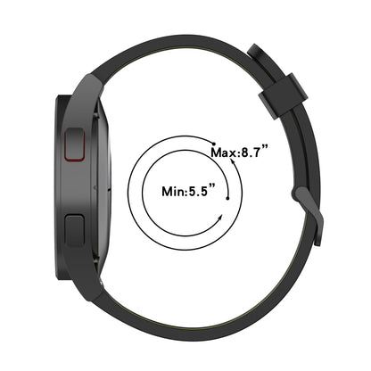 20mm Silicone Stripe Bi-color Watch Strap Soft Wristband with Buckle for Huawei Watch GT2 42mm/Samsung Galaxy Watch4 Classic 42mm/46mm/Watch4 40mm/44mm