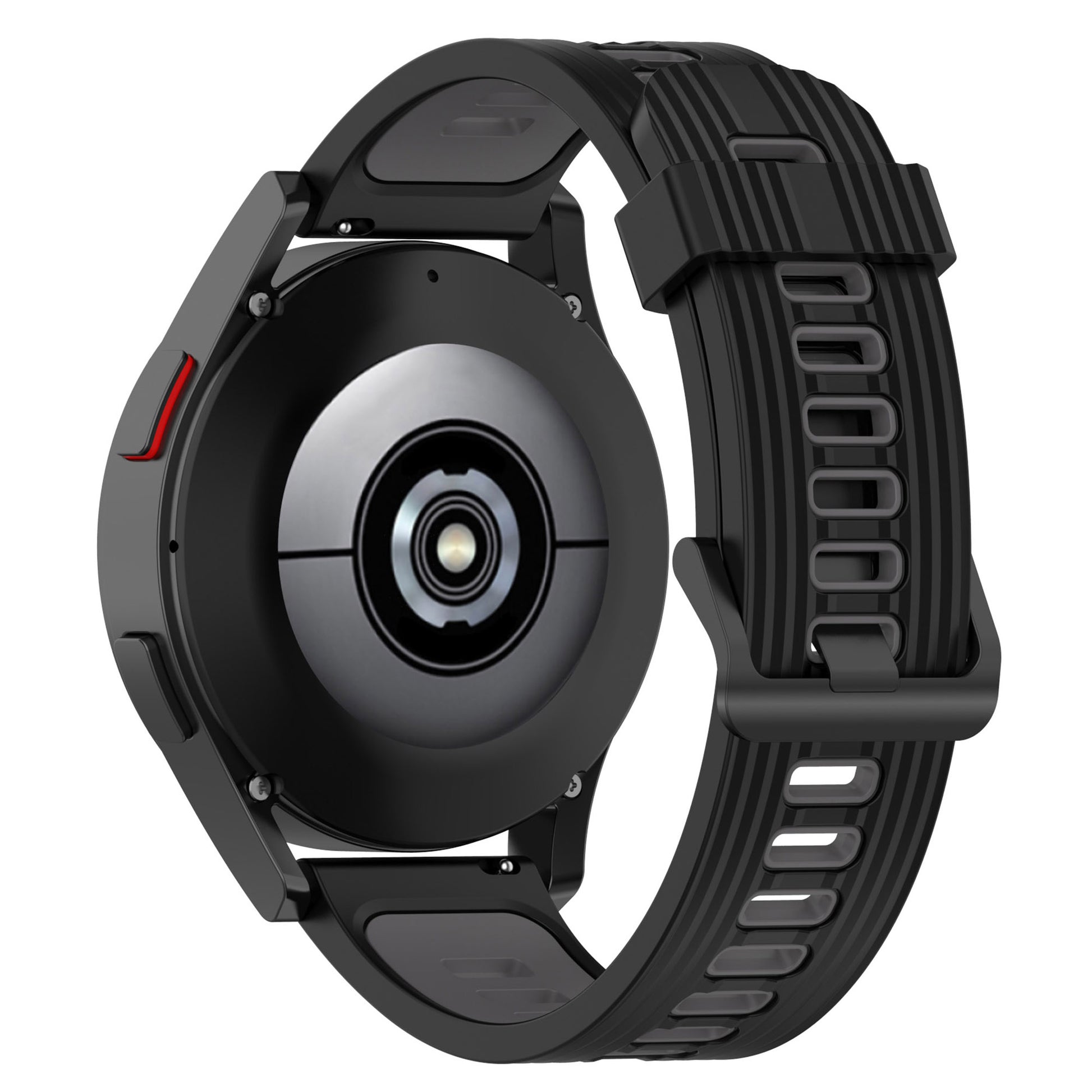 20mm Silicone Stripe Bi-color Watch Strap Soft Wristband with Buckle for Huawei Watch GT2 42mm/Samsung Galaxy Watch4 Classic 42mm/46mm/Watch4 40mm/44mm