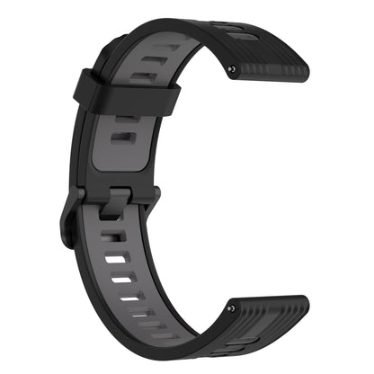 20mm Silicone Stripe Bi-color Watch Strap Soft Wristband with Buckle for Huawei Watch GT2 42mm/Samsung Galaxy Watch4 Classic 42mm/46mm/Watch4 40mm/44mm