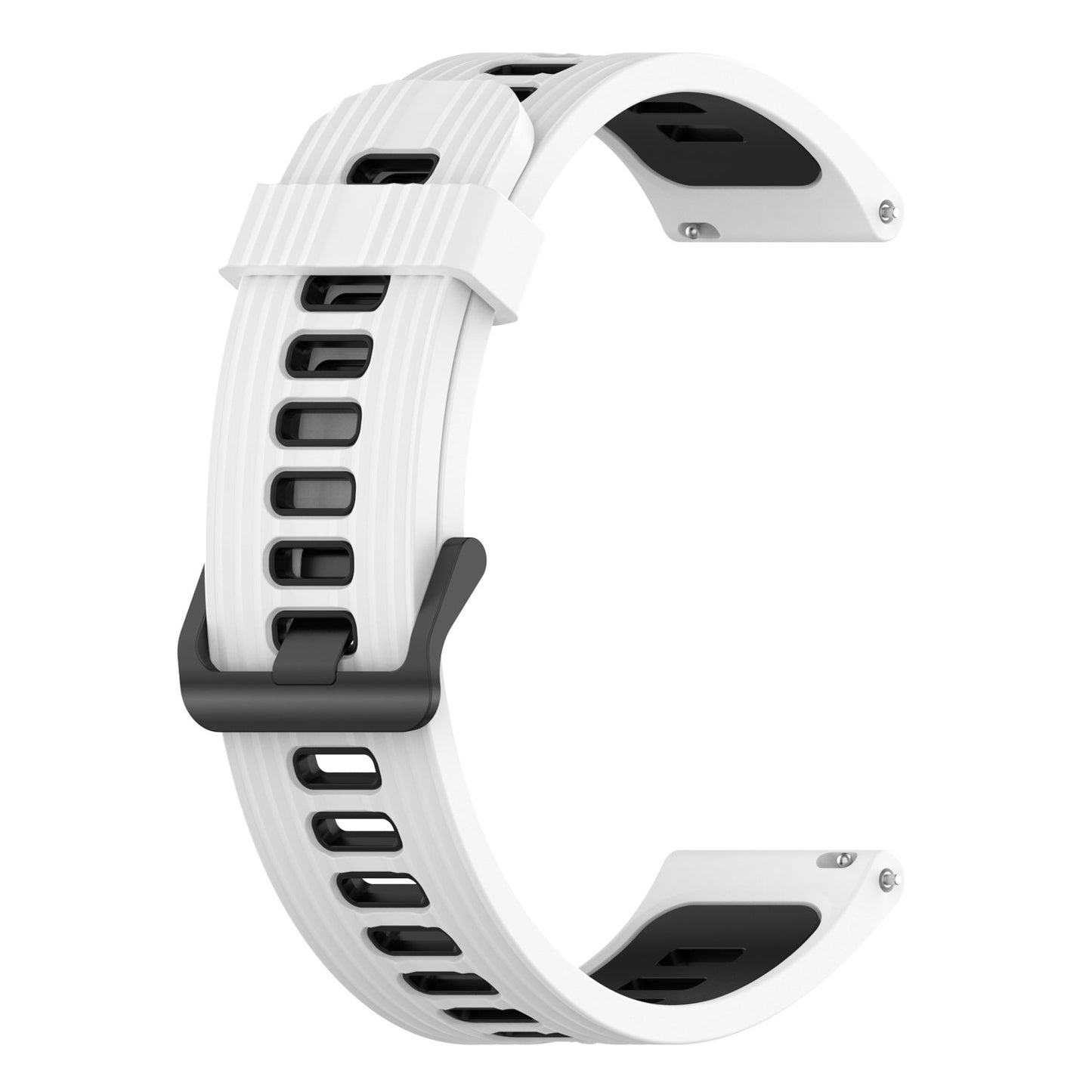 20mm Silicone Stripe Bi-color Watch Strap Soft Wristband with Buckle for Huawei Watch GT2 42mm/Samsung Galaxy Watch4 Classic 42mm/46mm/Watch4 40mm/44mm