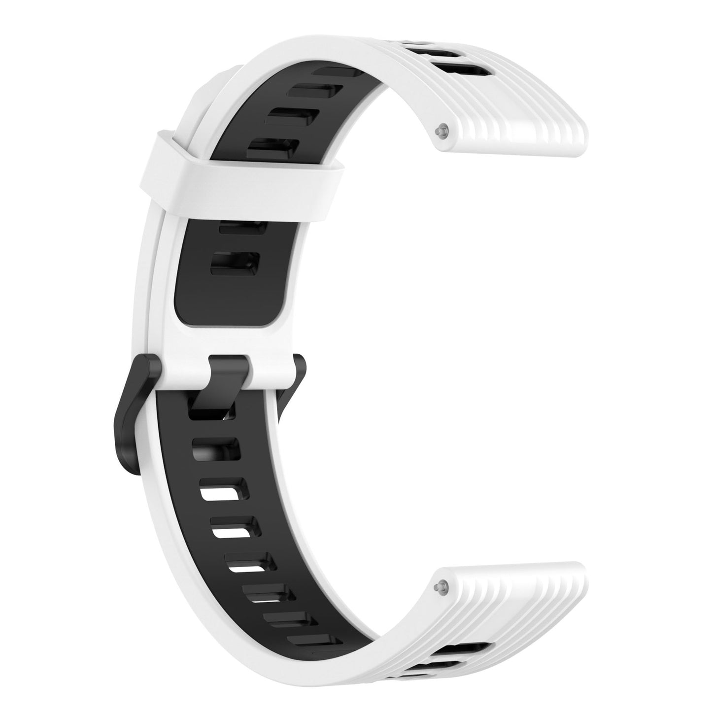 20mm Silicone Stripe Bi-color Watch Strap Soft Wristband with Buckle for Huawei Watch GT2 42mm/Samsung Galaxy Watch4 Classic 42mm/46mm/Watch4 40mm/44mm