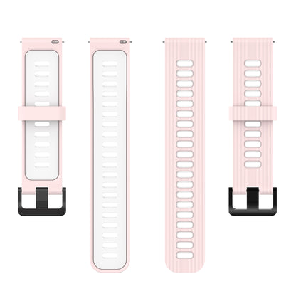 20mm Silicone Stripe Bi-color Watch Strap Soft Wristband with Buckle for Huawei Watch GT2 42mm/Samsung Galaxy Watch4 Classic 42mm/46mm/Watch4 40mm/44mm