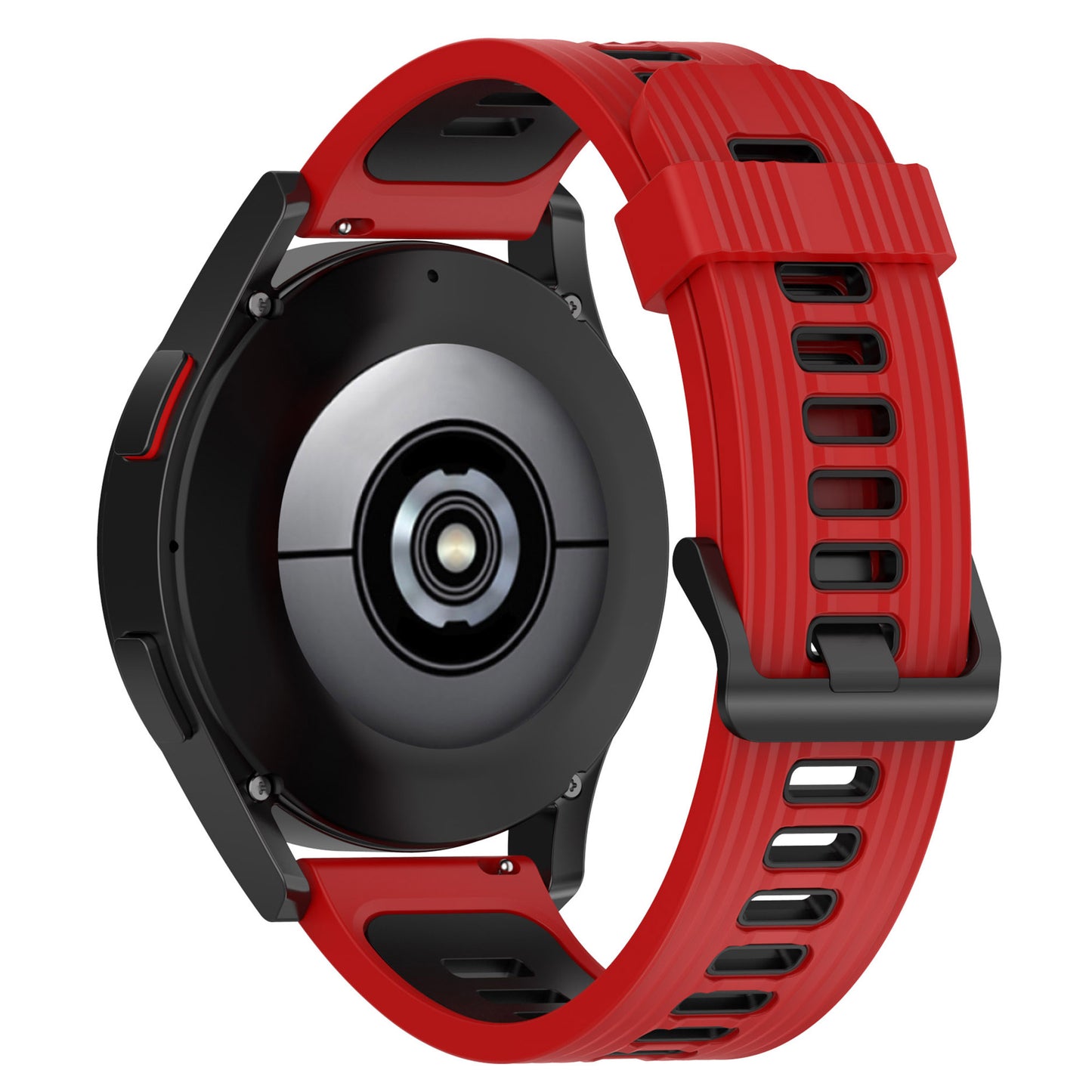 20mm Silicone Stripe Bi-color Watch Strap Soft Wristband with Buckle for Huawei Watch GT2 42mm/Samsung Galaxy Watch4 Classic 42mm/46mm/Watch4 40mm/44mm