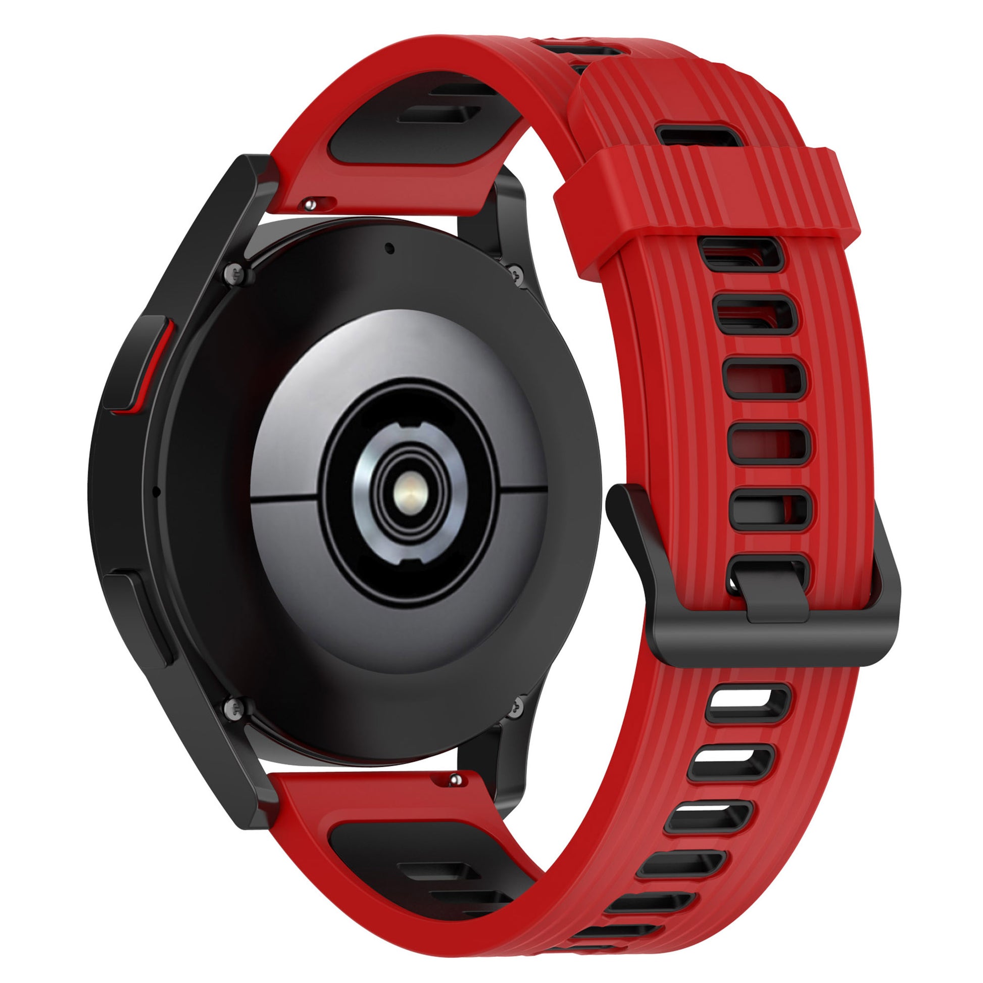 20mm Silicone Stripe Bi-color Watch Strap Soft Wristband with Buckle for Huawei Watch GT2 42mm/Samsung Galaxy Watch4 Classic 42mm/46mm/Watch4 40mm/44mm
