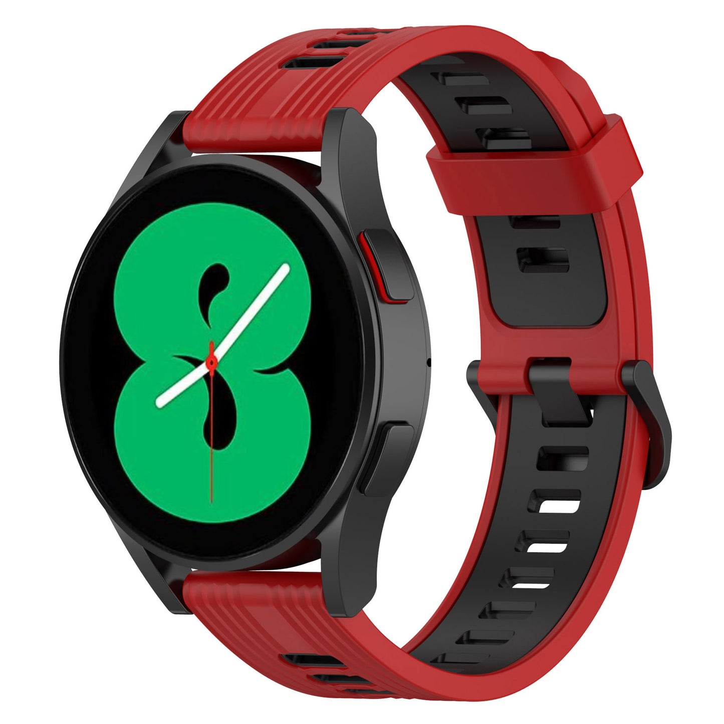 20mm Silicone Stripe Bi-color Watch Strap Soft Wristband with Buckle for Huawei Watch GT2 42mm/Samsung Galaxy Watch4 Classic 42mm/46mm/Watch4 40mm/44mm