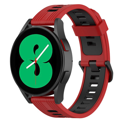 20mm Silicone Stripe Bi-color Watch Strap Soft Wristband with Buckle for Huawei Watch GT2 42mm/Samsung Galaxy Watch4 Classic 42mm/46mm/Watch4 40mm/44mm