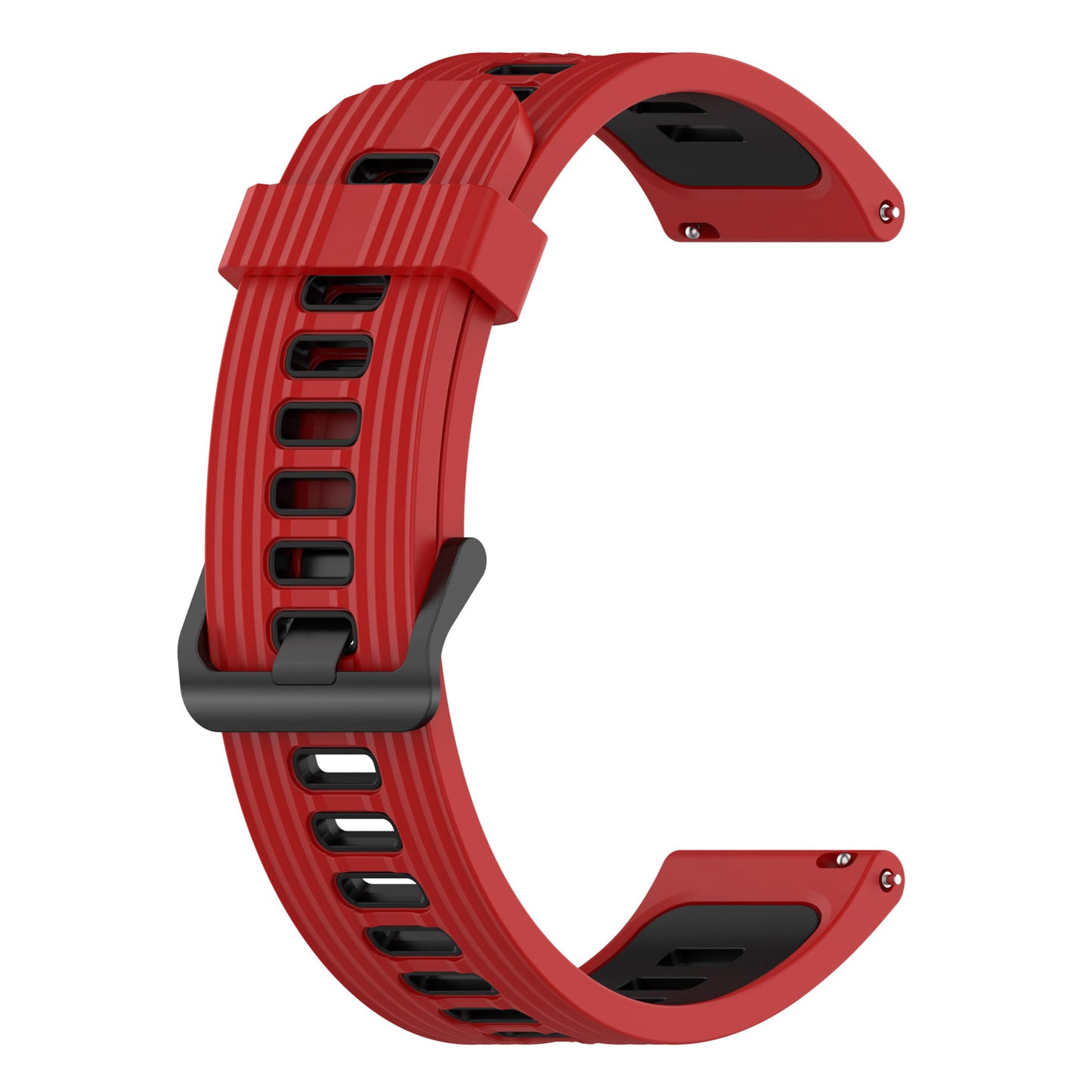 20mm Silicone Stripe Bi-color Watch Strap Soft Wristband with Buckle for Huawei Watch GT2 42mm/Samsung Galaxy Watch4 Classic 42mm/46mm/Watch4 40mm/44mm
