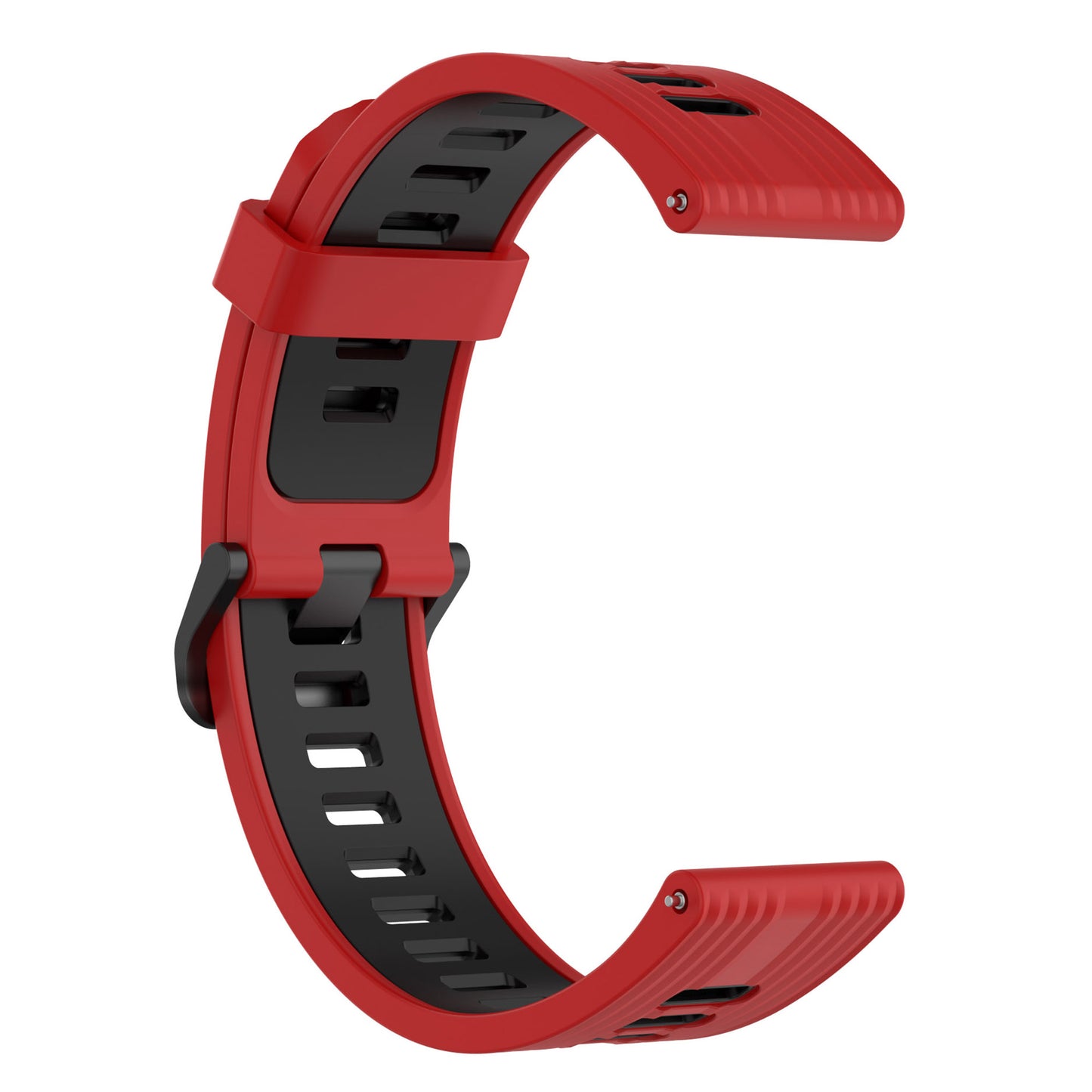 20mm Silicone Stripe Bi-color Watch Strap Soft Wristband with Buckle for Huawei Watch GT2 42mm/Samsung Galaxy Watch4 Classic 42mm/46mm/Watch4 40mm/44mm