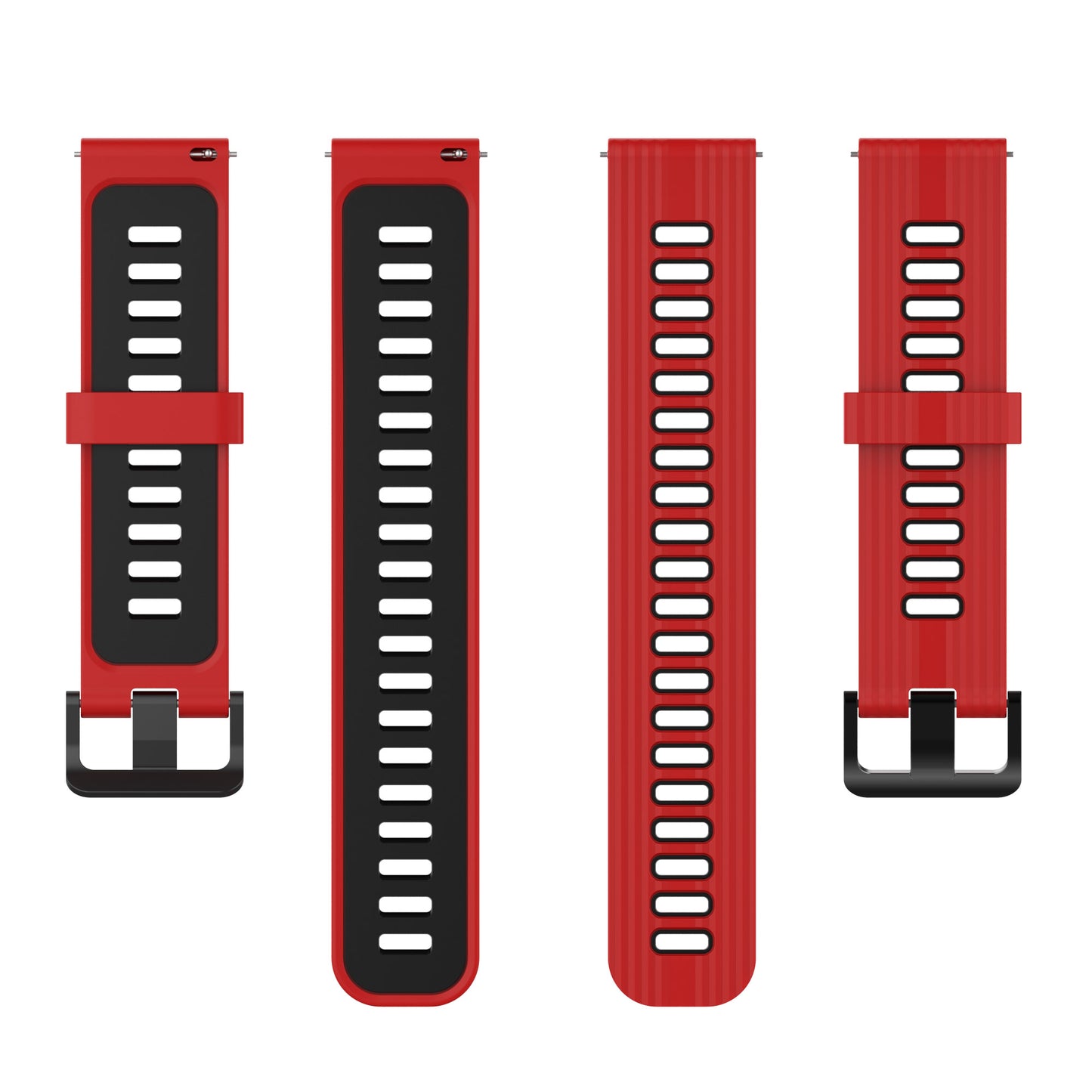 20mm Silicone Stripe Bi-color Watch Strap Soft Wristband with Buckle for Huawei Watch GT2 42mm/Samsung Galaxy Watch4 Classic 42mm/46mm/Watch4 40mm/44mm