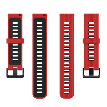 20mm Silicone Stripe Bi-color Watch Strap Soft Wristband with Buckle for Huawei Watch GT2 42mm/Samsung Galaxy Watch4 Classic 42mm/46mm/Watch4 40mm/44mm