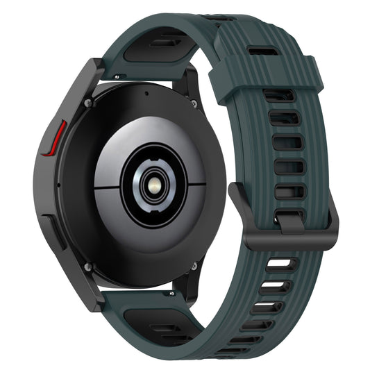 20mm Silicone Stripe Bi-color Watch Strap Soft Wristband with Buckle for Huawei Watch GT2 42mm/Samsung Galaxy Watch4 Classic 42mm/46mm/Watch4 40mm/44mm
