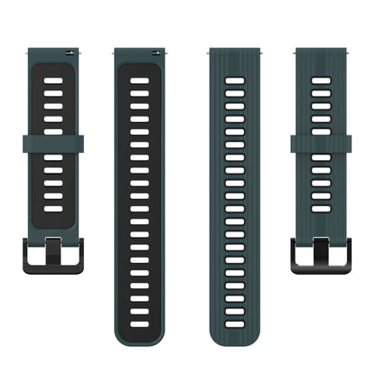 20mm Silicone Stripe Bi-color Watch Strap Soft Wristband with Buckle for Huawei Watch GT2 42mm/Samsung Galaxy Watch4 Classic 42mm/46mm/Watch4 40mm/44mm