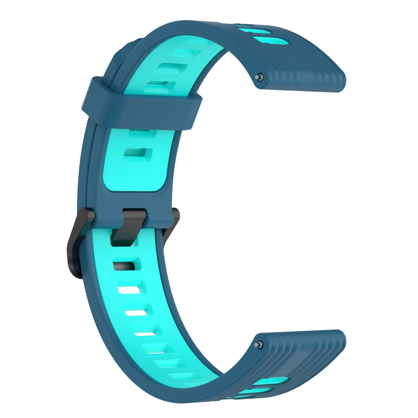20mm Silicone Stripe Bi-color Watch Strap Soft Wristband with Buckle for Huawei Watch GT2 42mm/Samsung Galaxy Watch4 Classic 42mm/46mm/Watch4 40mm/44mm