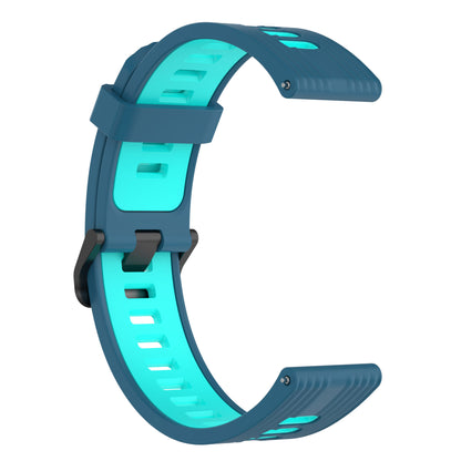 20mm Silicone Stripe Bi-color Watch Strap Soft Wristband with Buckle for Huawei Watch GT2 42mm/Samsung Galaxy Watch4 Classic 42mm/46mm/Watch4 40mm/44mm