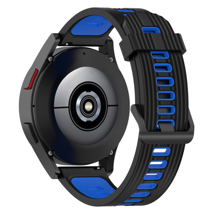 20mm Silicone Stripe Bi-color Watch Strap Soft Wristband with Buckle for Huawei Watch GT2 42mm/Samsung Galaxy Watch4 Classic 42mm/46mm/Watch4 40mm/44mm