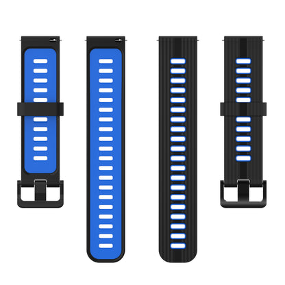20mm Silicone Stripe Bi-color Watch Strap Soft Wristband with Buckle for Huawei Watch GT2 42mm/Samsung Galaxy Watch4 Classic 42mm/46mm/Watch4 40mm/44mm