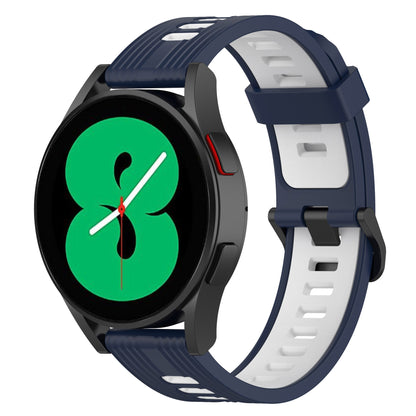 20mm Silicone Stripe Bi-color Watch Strap Soft Wristband with Buckle for Huawei Watch GT2 42mm/Samsung Galaxy Watch4 Classic 42mm/46mm/Watch4 40mm/44mm