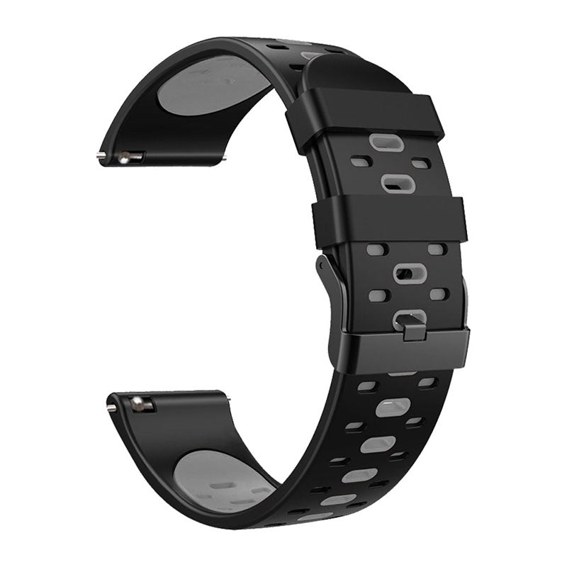 22mm 3 Rows Holes Bi-color Silicone Soft Watch Band for Samsung Galaxy Watch3 45mm/Galaxy Watch 46mm/Gear S3 Frontier/Gear S3 Classic