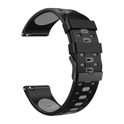 22mm 3 Rows Holes Bi-color Silicone Soft Watch Band for Samsung Galaxy Watch3 45mm/Galaxy Watch 46mm/Gear S3 Frontier/Gear S3 Classic