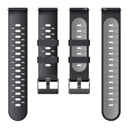 22mm 3 Rows Holes Bi-color Silicone Soft Watch Band for Samsung Galaxy Watch3 45mm/Galaxy Watch 46mm/Gear S3 Frontier/Gear S3 Classic