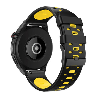 22mm 3 Rows Holes Bi-color Silicone Soft Watch Band for Samsung Galaxy Watch3 45mm/Galaxy Watch 46mm/Gear S3 Frontier/Gear S3 Classic