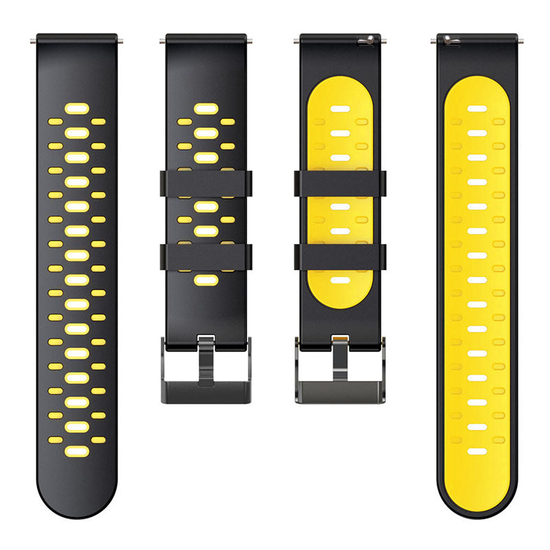 22mm 3 Rows Holes Bi-color Silicone Soft Watch Band for Samsung Galaxy Watch3 45mm/Galaxy Watch 46mm/Gear S3 Frontier/Gear S3 Classic
