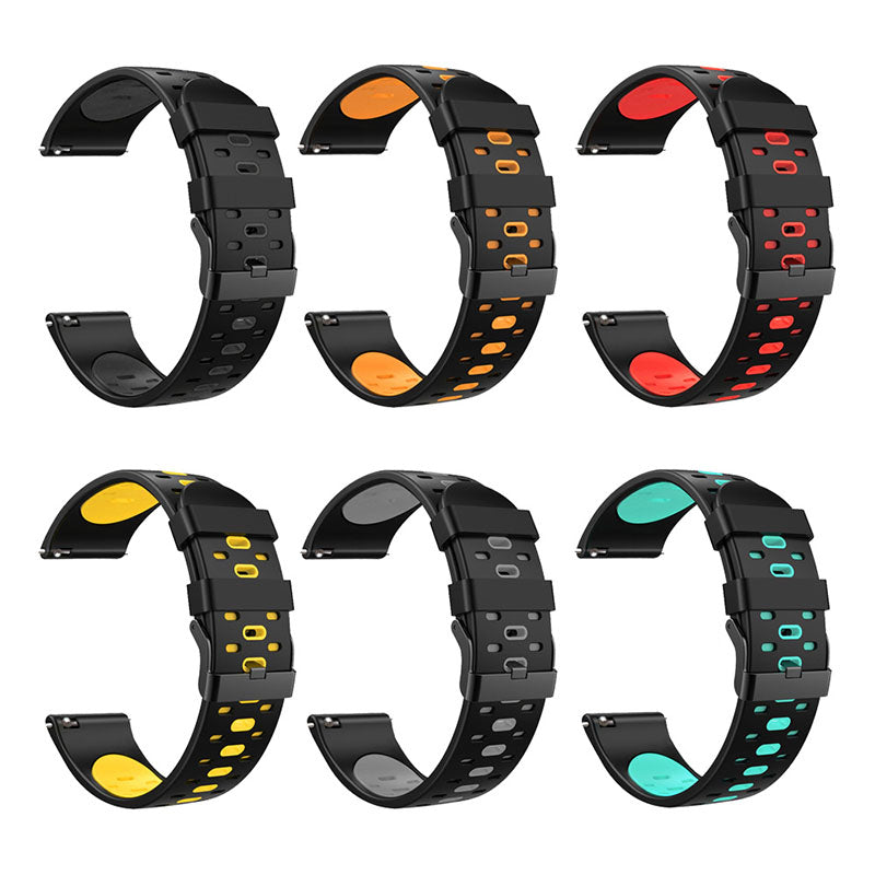 22mm 3 Rows Holes Bi-color Silicone Soft Watch Band for Samsung Galaxy Watch3 45mm/Galaxy Watch 46mm/Gear S3 Frontier/Gear S3 Classic