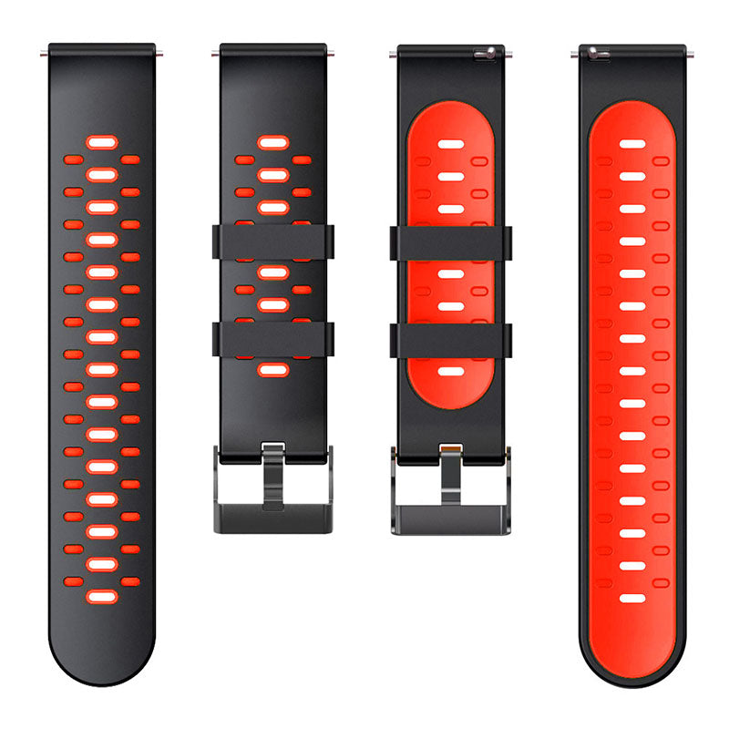 22mm 3 Rows Holes Bi-color Silicone Soft Watch Band for Samsung Galaxy Watch3 45mm/Galaxy Watch 46mm/Gear S3 Frontier/Gear S3 Classic