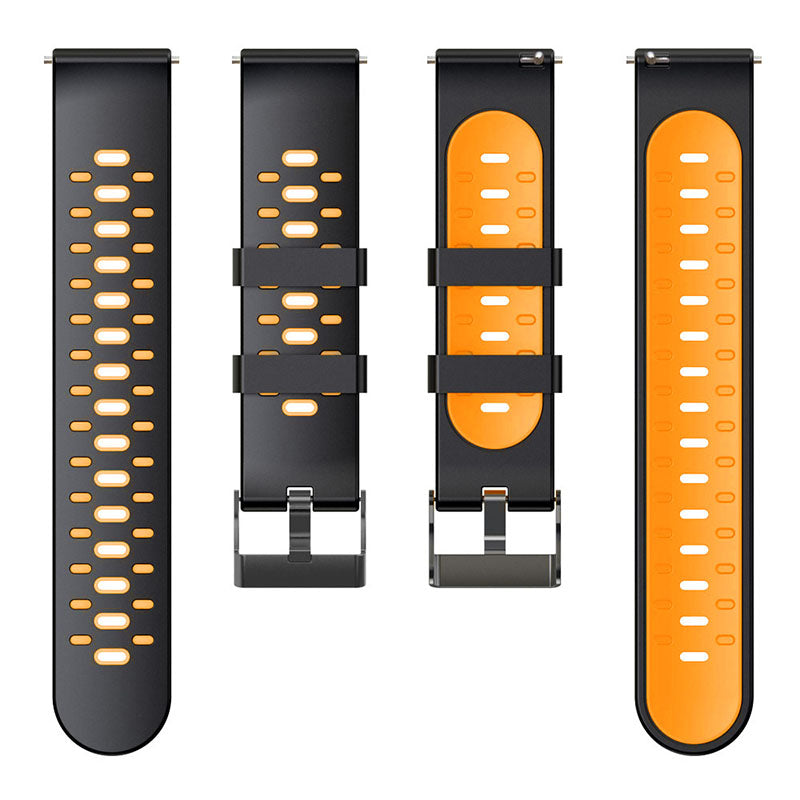 22mm 3 Rows Holes Bi-color Silicone Soft Watch Band for Samsung Galaxy Watch3 45mm/Galaxy Watch 46mm/Gear S3 Frontier/Gear S3 Classic