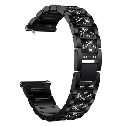 18mm 3-beads Rhinestone Decor Smart Watch Strap Metal Wrist Band for Garmin Venu 2S/Vivoactive 4S