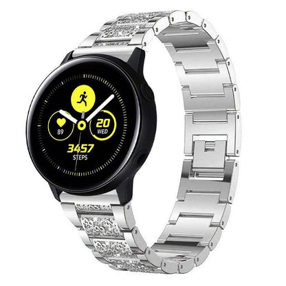 18mm 3-beads Rhinestone Decor Smart Watch Strap Metal Wrist Band for Garmin Venu 2S/Vivoactive 4S