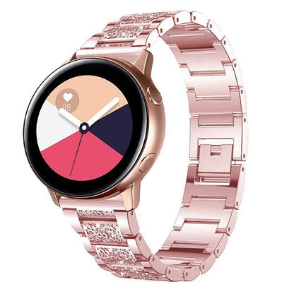 18mm 3-beads Rhinestone Decor Smart Watch Strap Metal Wrist Band for Garmin Venu 2S/Vivoactive 4S