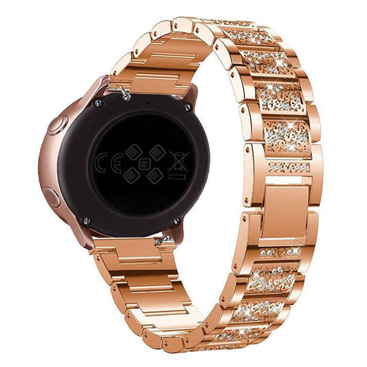 18mm 3-beads Rhinestone Decor Smart Watch Strap Metal Wrist Band for Garmin Venu 2S/Vivoactive 4S